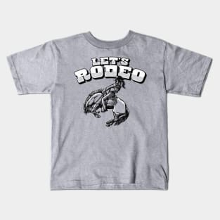 Let's Rodeo Vintage Buckle Bunny Bronco Design Kids T-Shirt